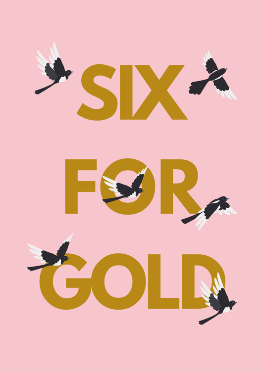 Six for Gold magpie wall art print | Folklore art