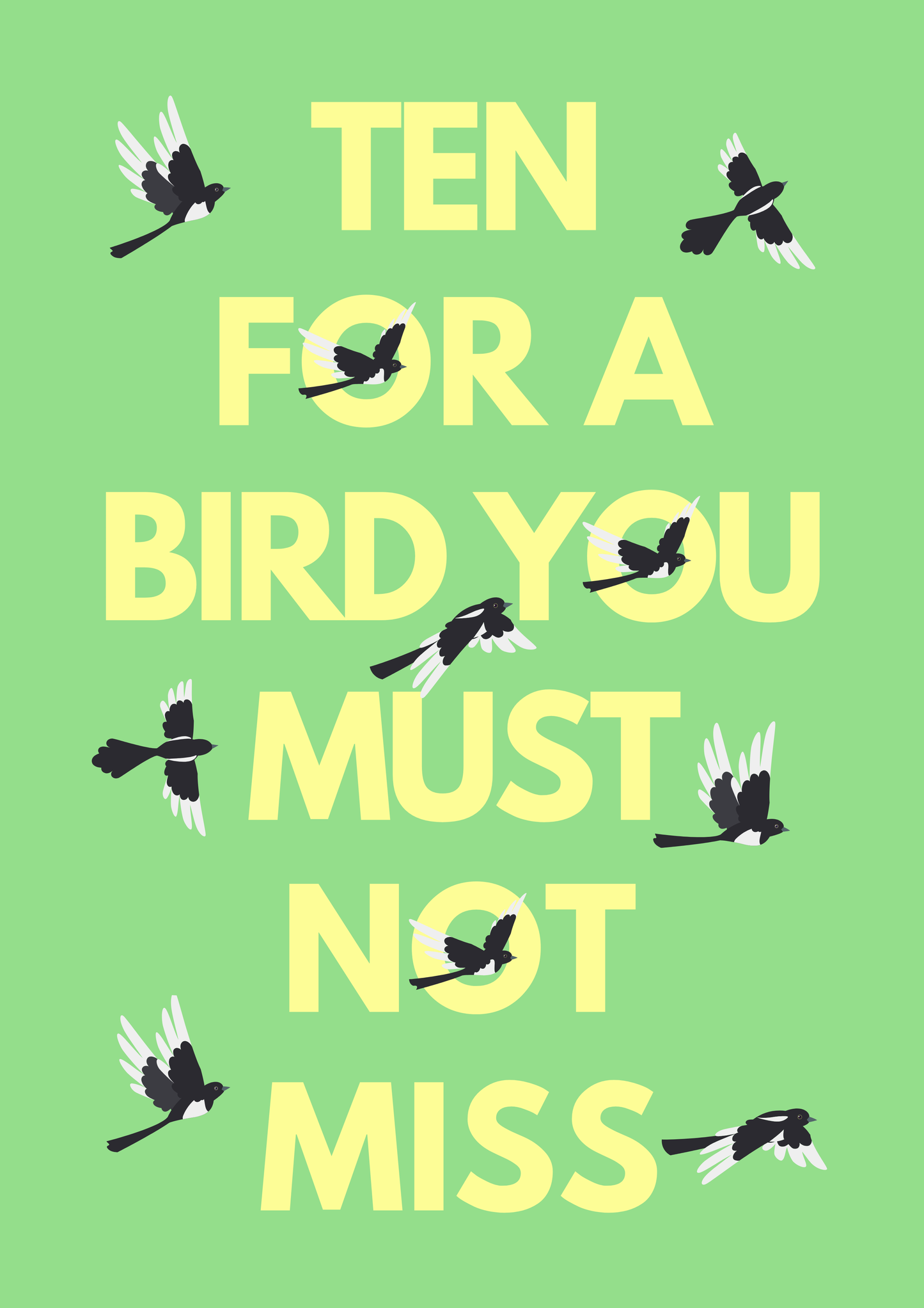 Ten for a bird you must not Miss magpie wall art print | Folklore art