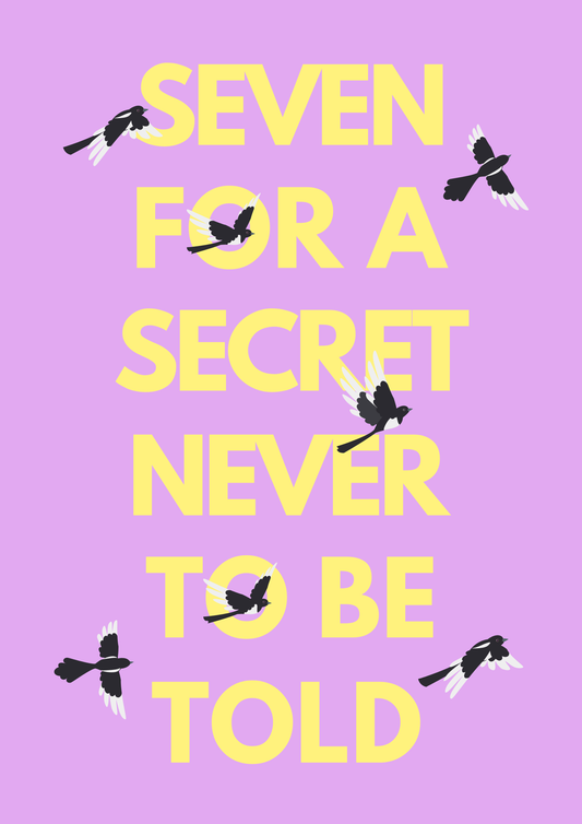 Seven for a Secret Never to be Told magpie wall art print | Folklore art