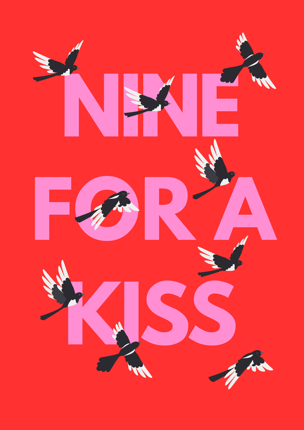 "Nine for a kiss" magpie wall art print | SSF
