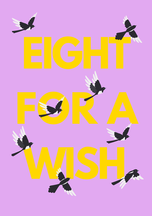 Eight for a Wish magpie wall art print | Folklore art