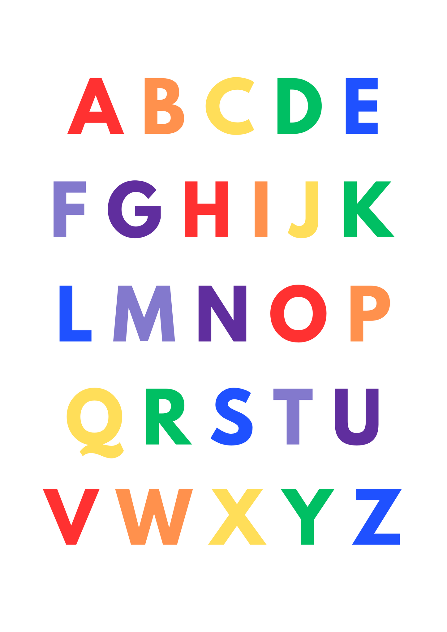 Bright and Bold Alphabet Print – Fun, Educational Wall Art for Kids