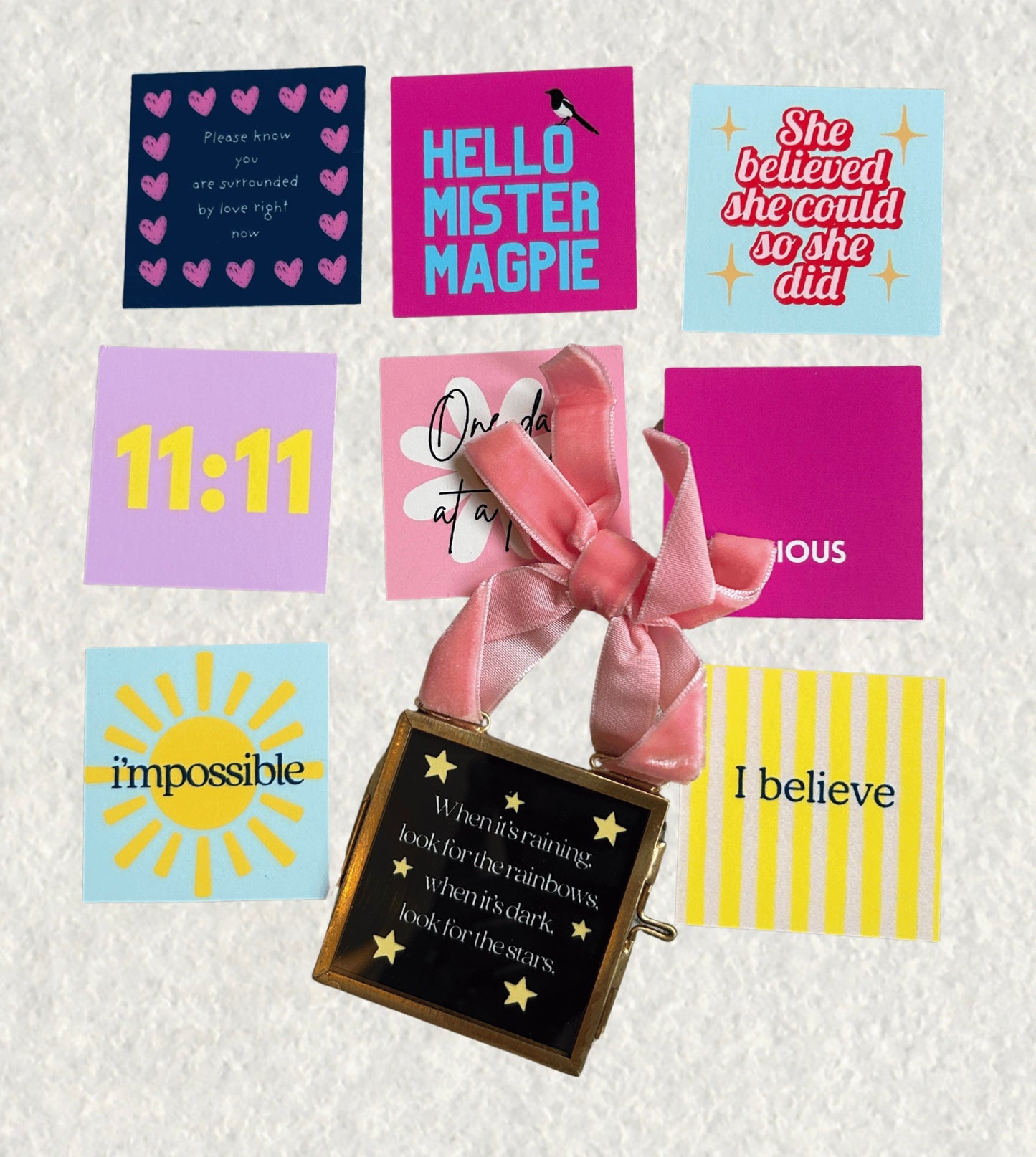 Set of nine inspirational mini prints + mini frame