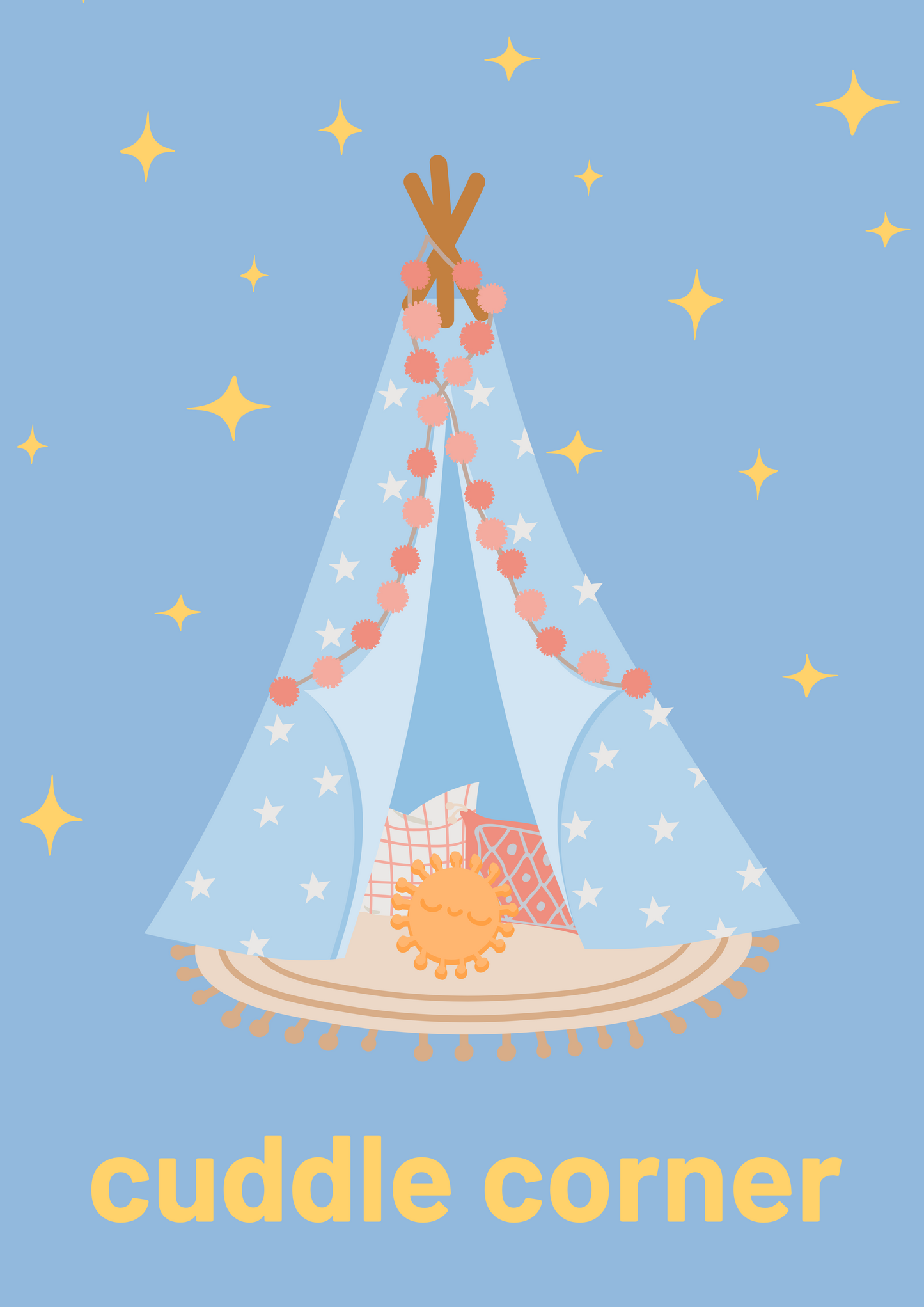 Cuddle corner with cosy teepee wall art print