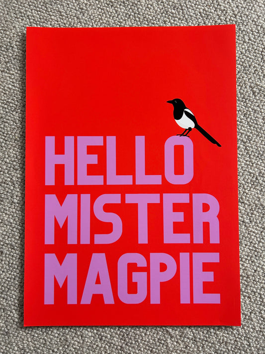 Hello Mister Magpie wall art print SSF
