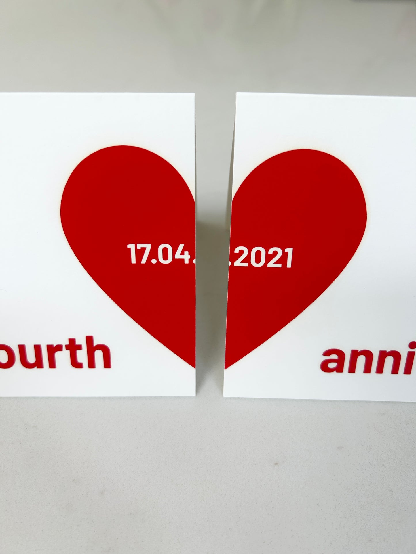 Personalised Engagement, Wedding or Anniversary Card Set – Matching Heart Design