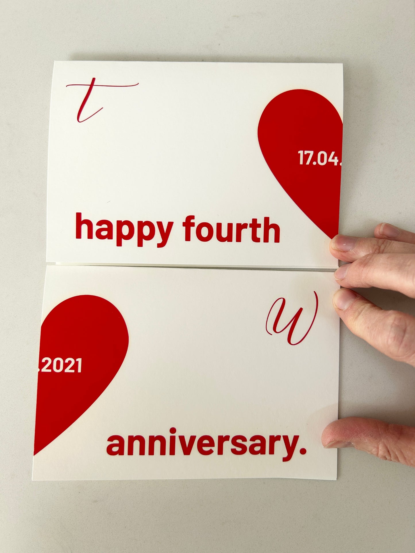 Personalised Engagement, Wedding or Anniversary Card Set – Matching Heart Design