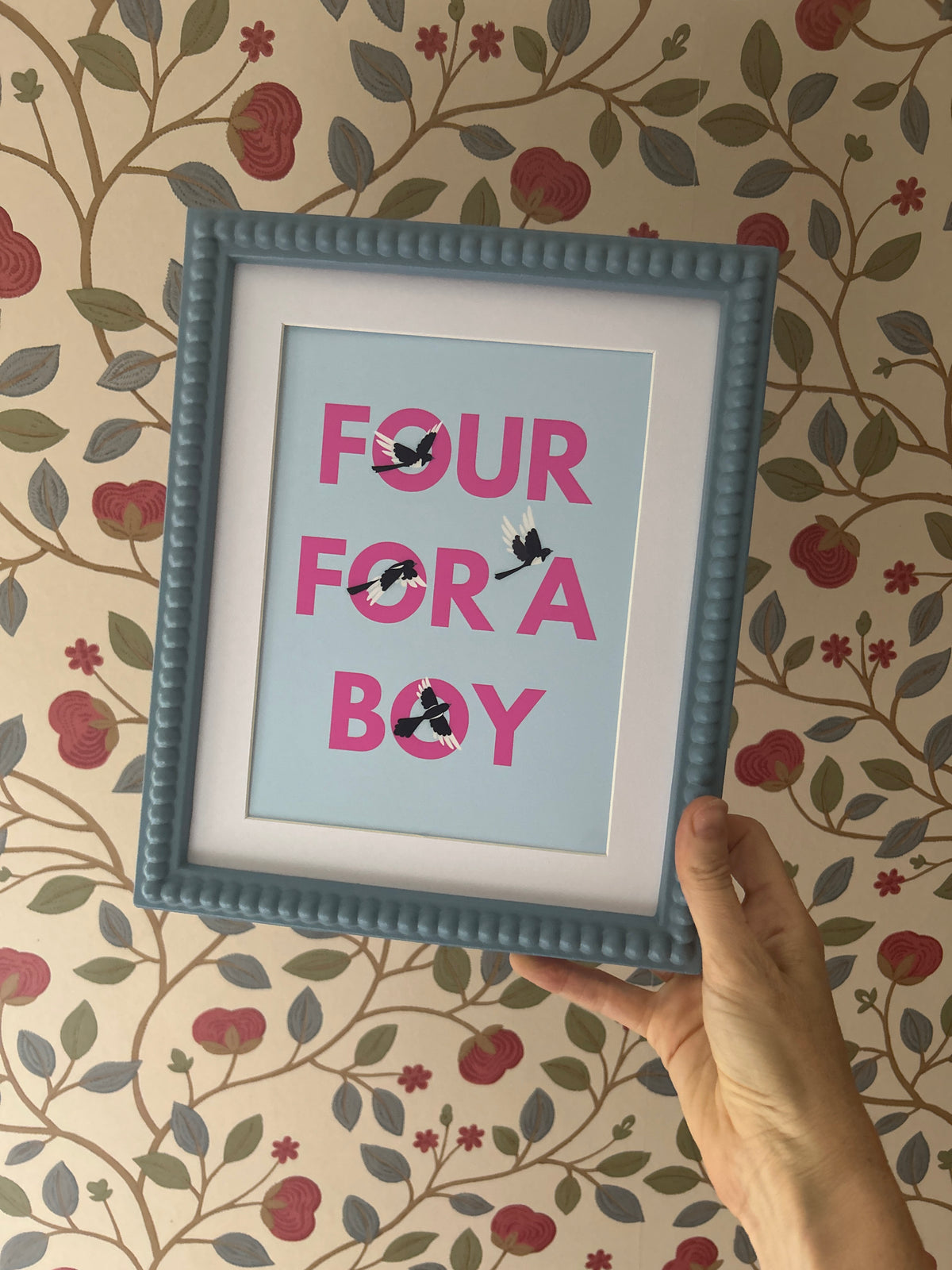 Four for a Boy magpie wall art print SSF