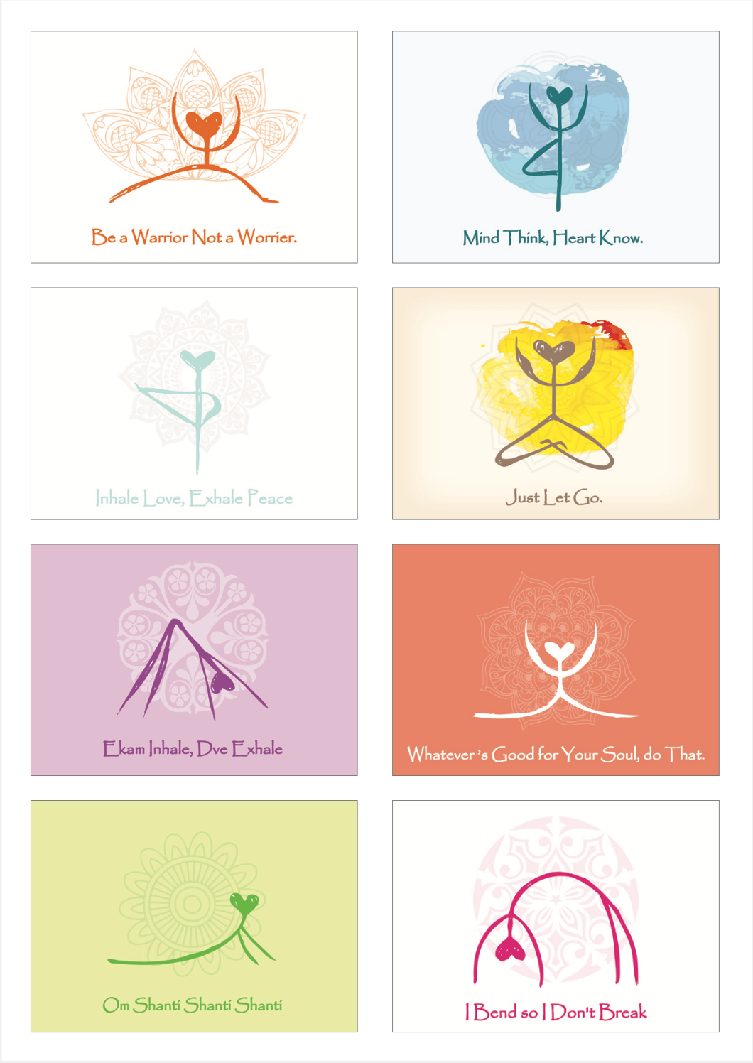 Yoga doodle affirmation cards (A6 pack of 8)
