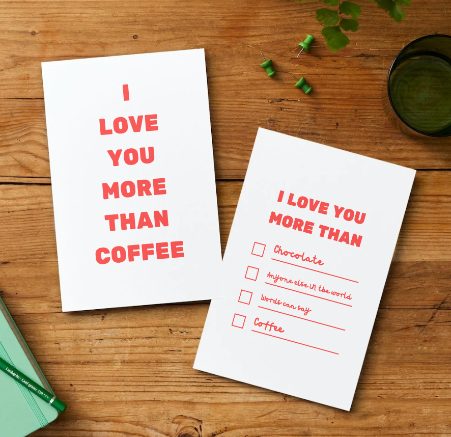I love you more than 4x personalised Valentine's Day card