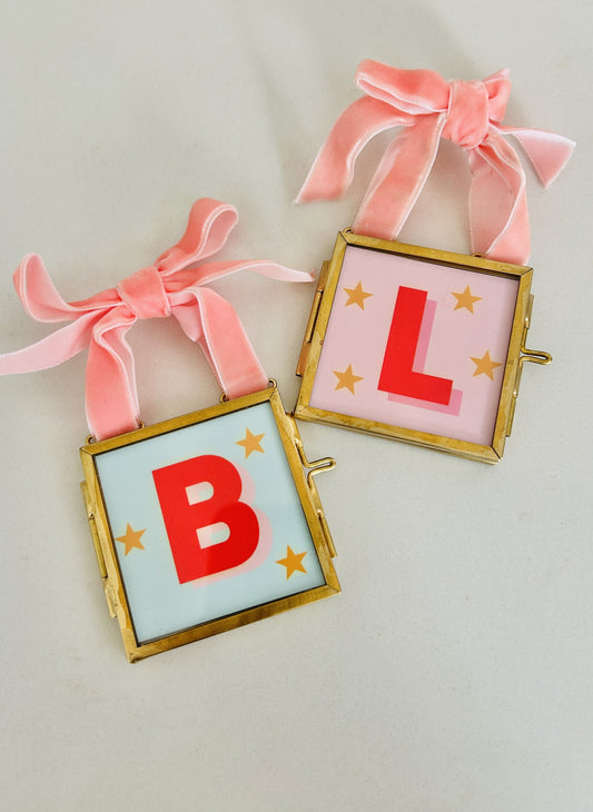 Personalised mini Christmas tree decoration initial prints (includes frame)