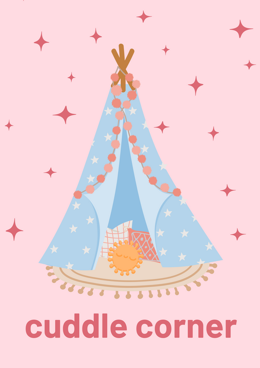 Cuddle corner with cosy teepee wall art print