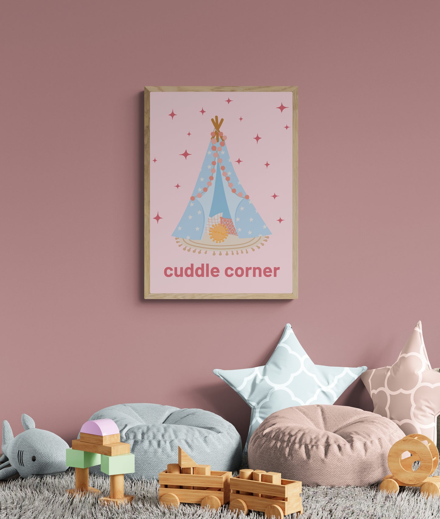 Cuddle corner with cosy teepee wall art print