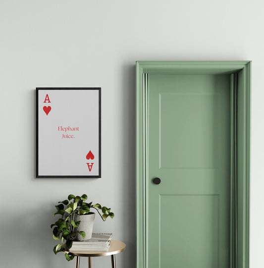 Valentine's Day Ace of Hearts art prints and greetings cards