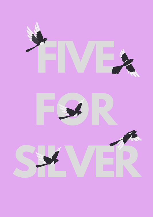 Five for Silver magpie wall art print | Folklore art