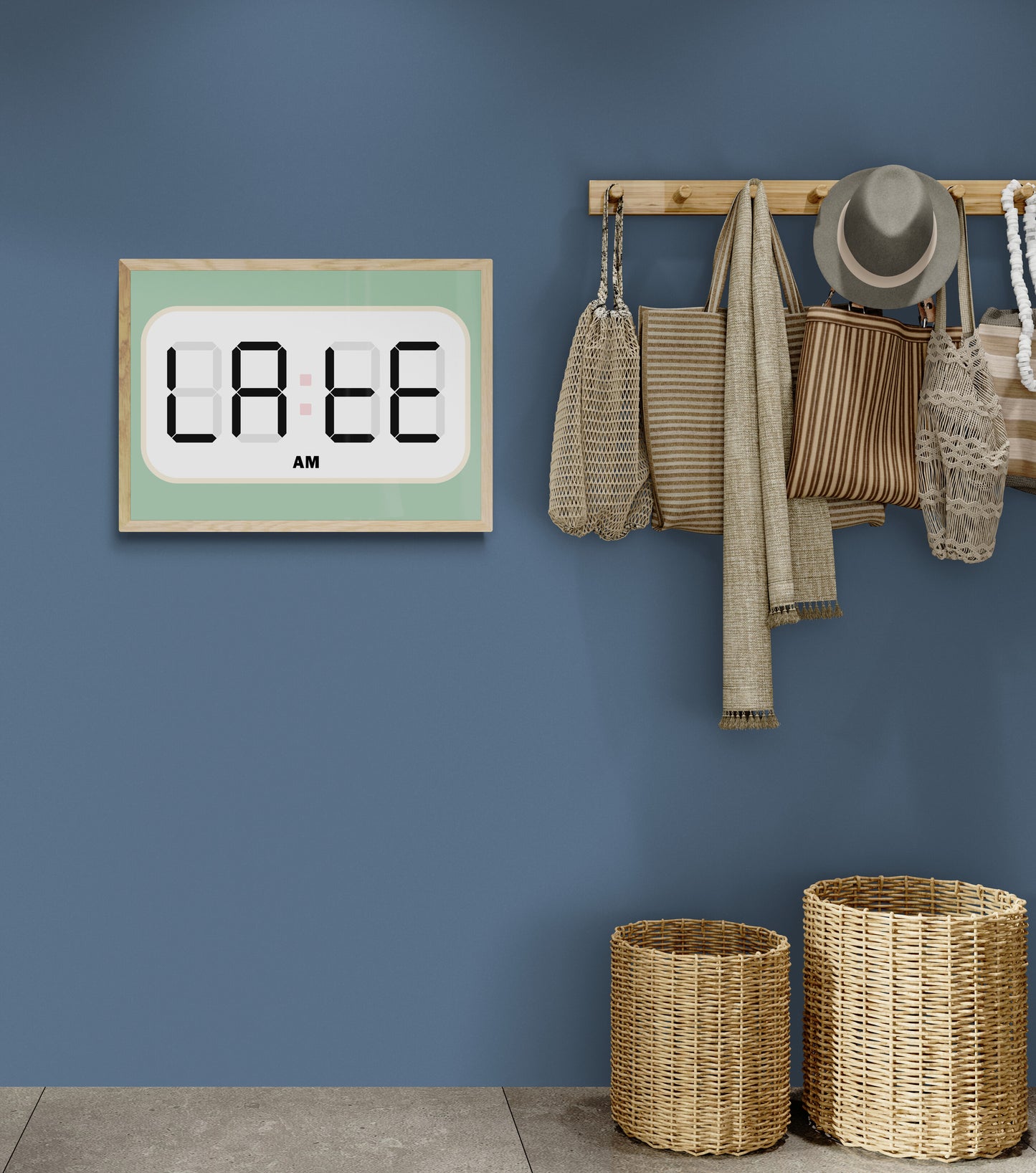 LATE digital alarm clock wall art print