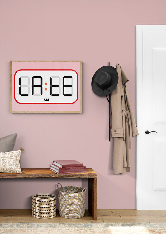 LATE digital alarm clock wall art print