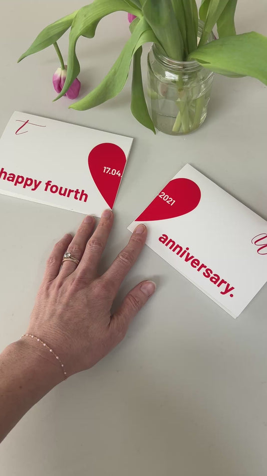 Personalised Engagement, Wedding or Anniversary Card Set – Matching Heart Design