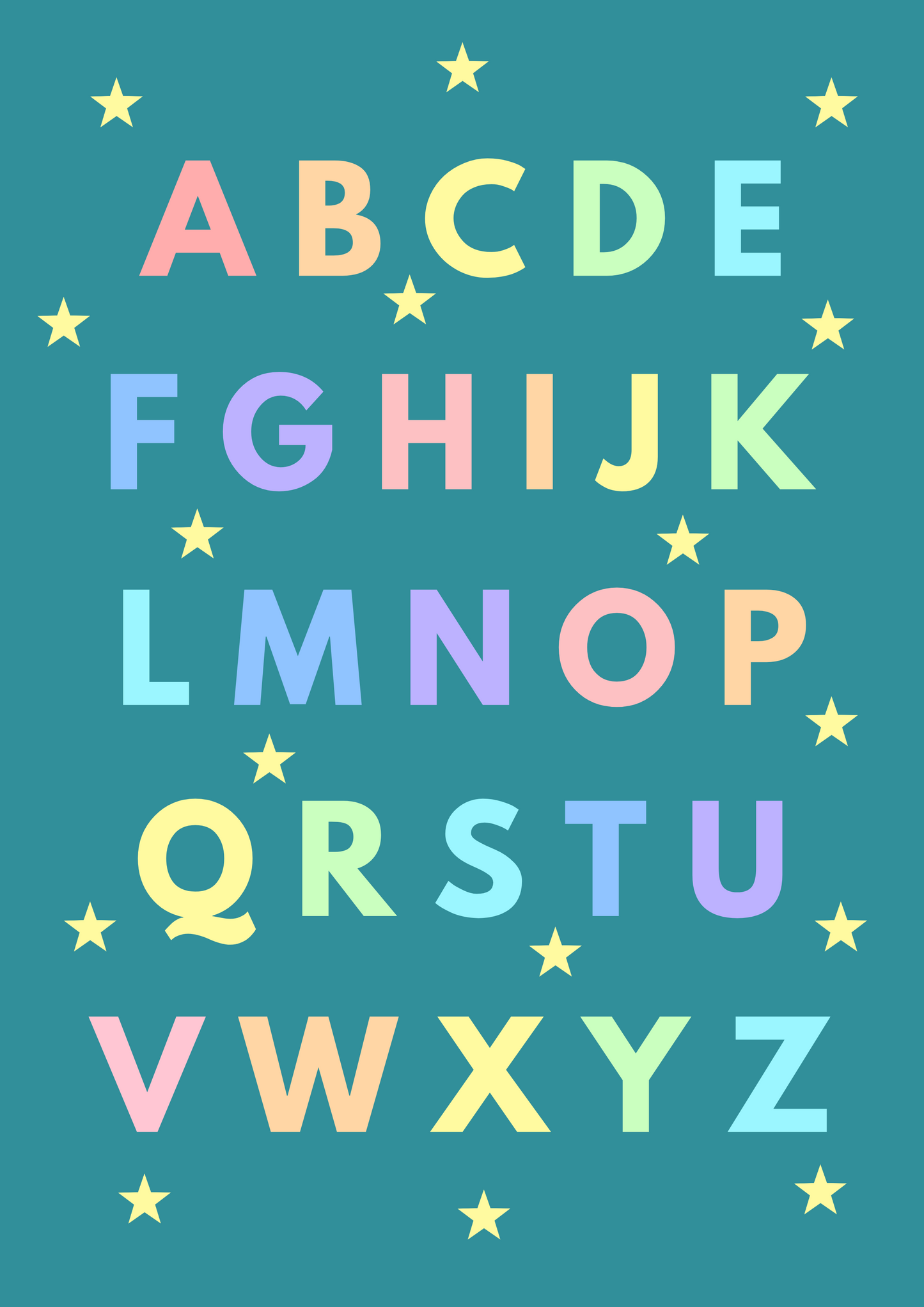 Bright and Bold Alphabet Print – Fun, Educational Wall Art for Kids