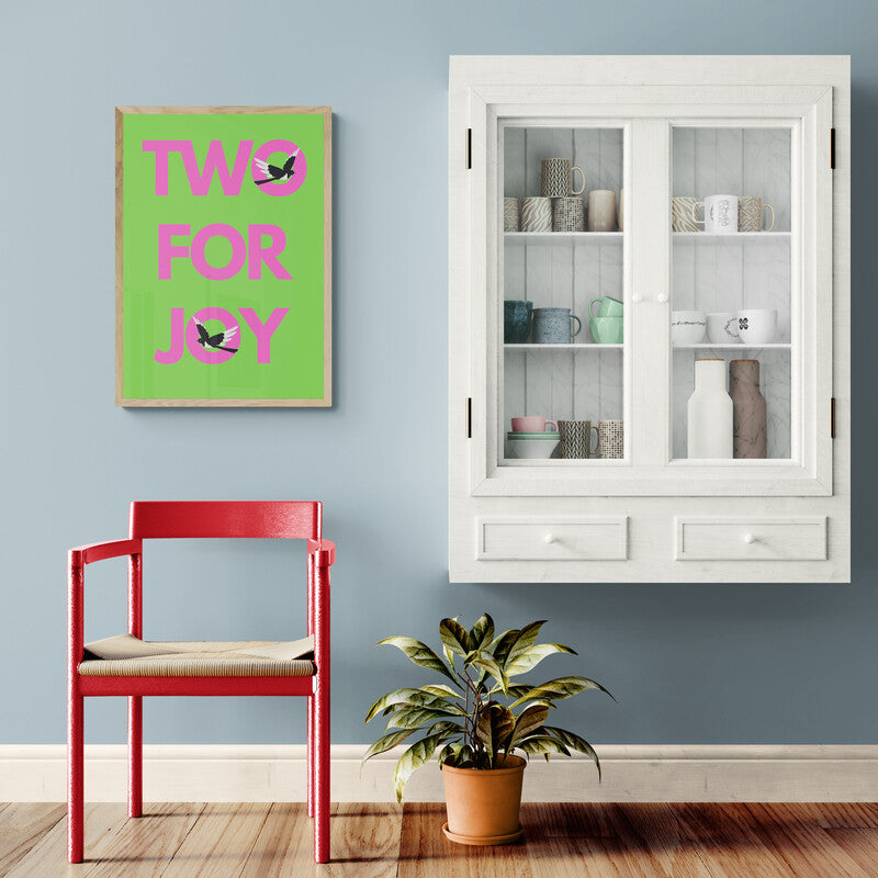 Two for Joy magpie wall art print SSF