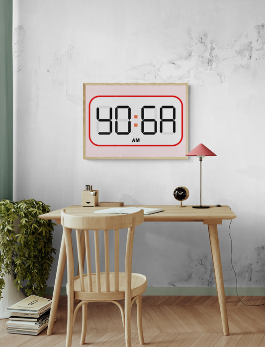 YOGA digital alarm clock wall art print
