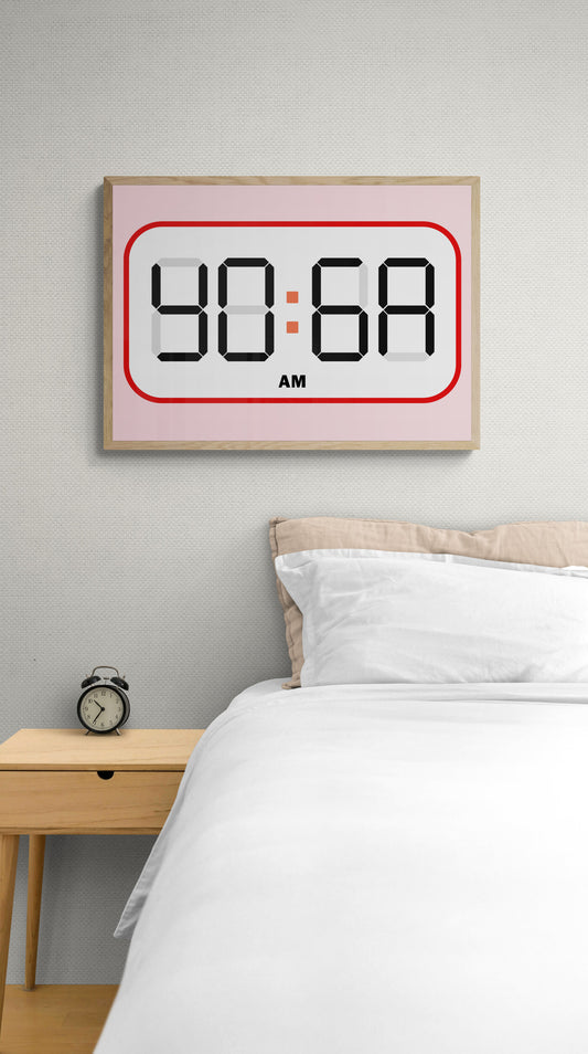 YOGA digital alarm clock wall art print