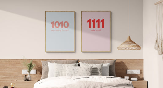 Angel time numbers shown above bed 