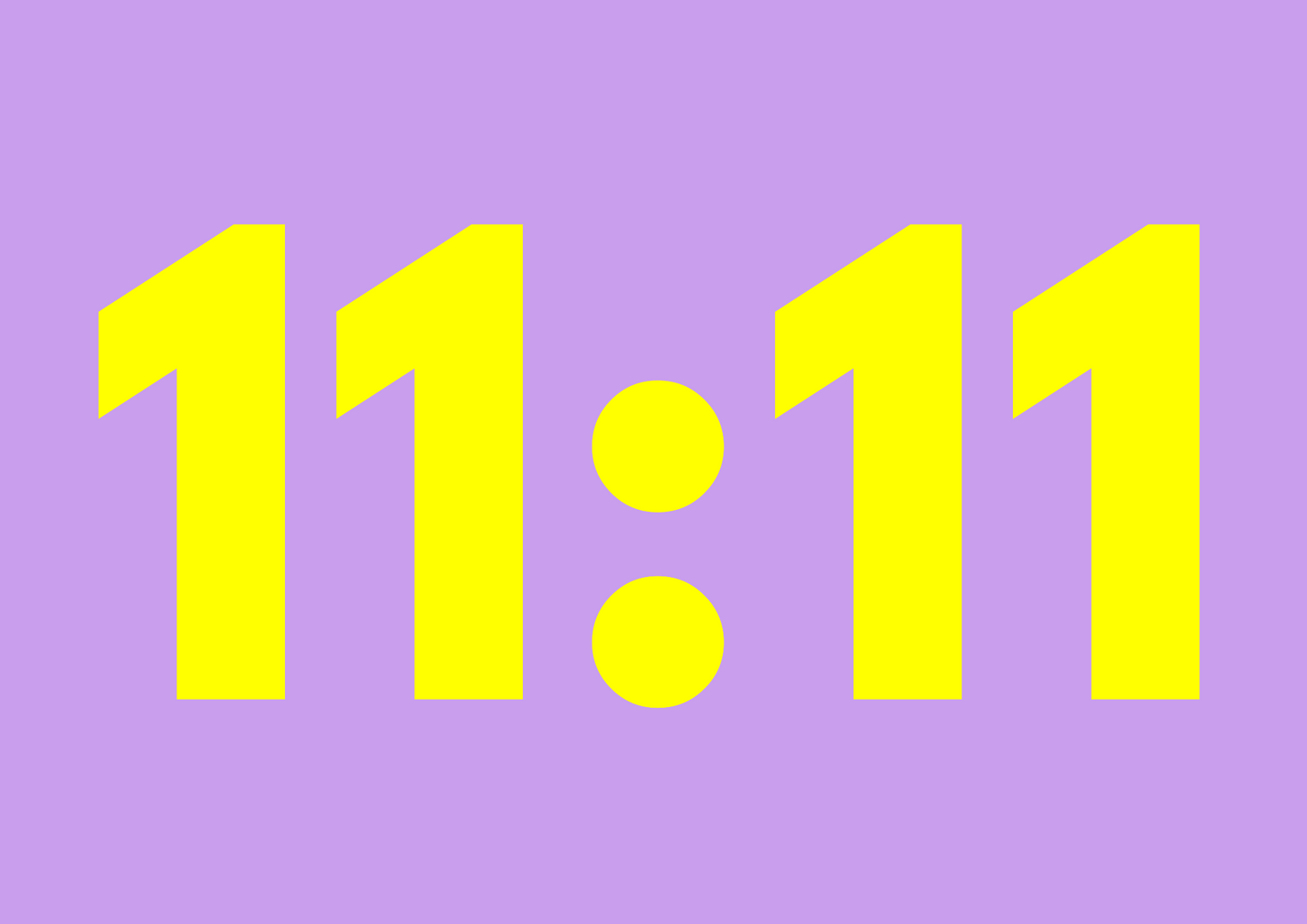 Yellow angel time '11:11' text on a purple background