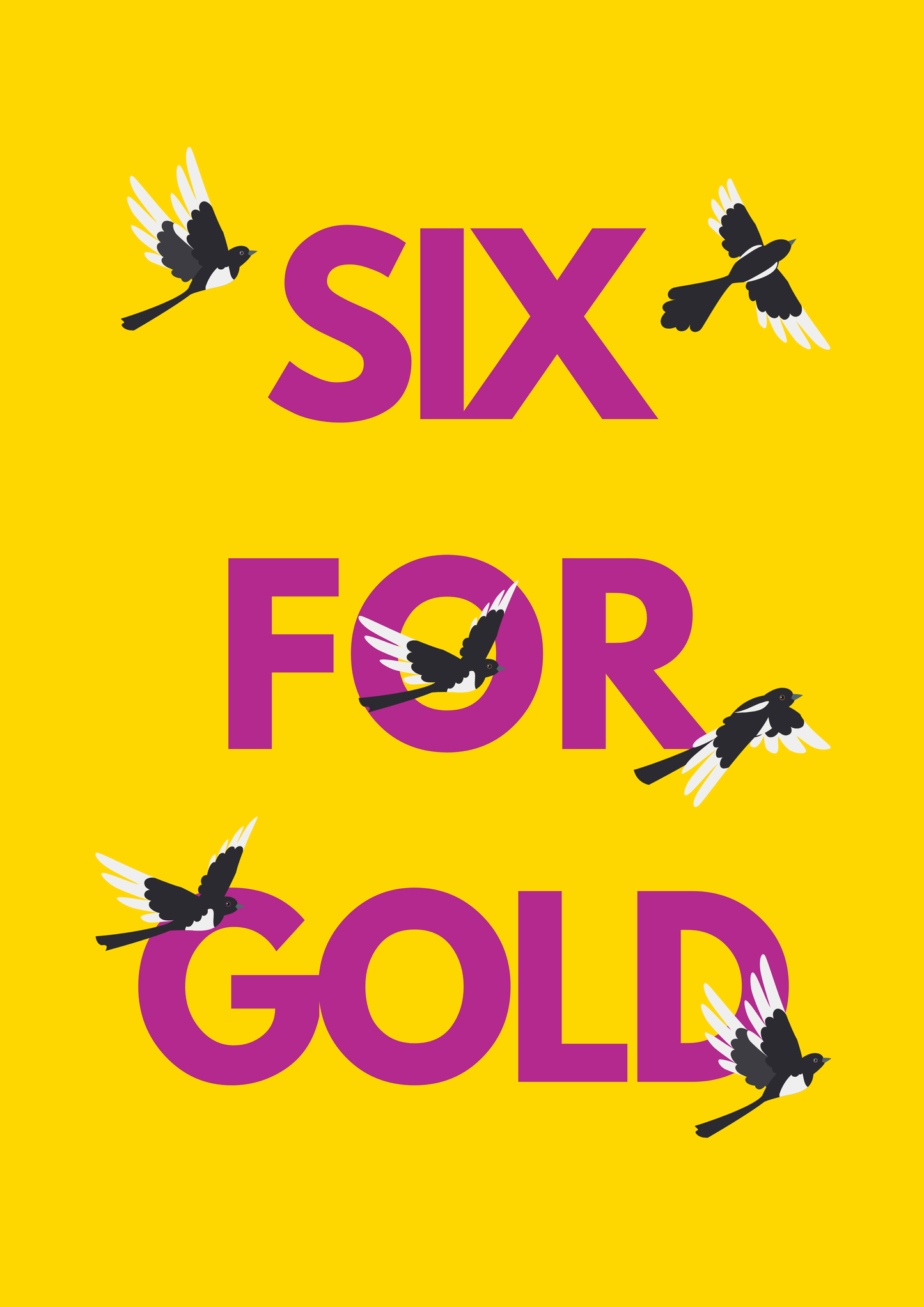 Six for Gold magpie wall art print | Folklore art