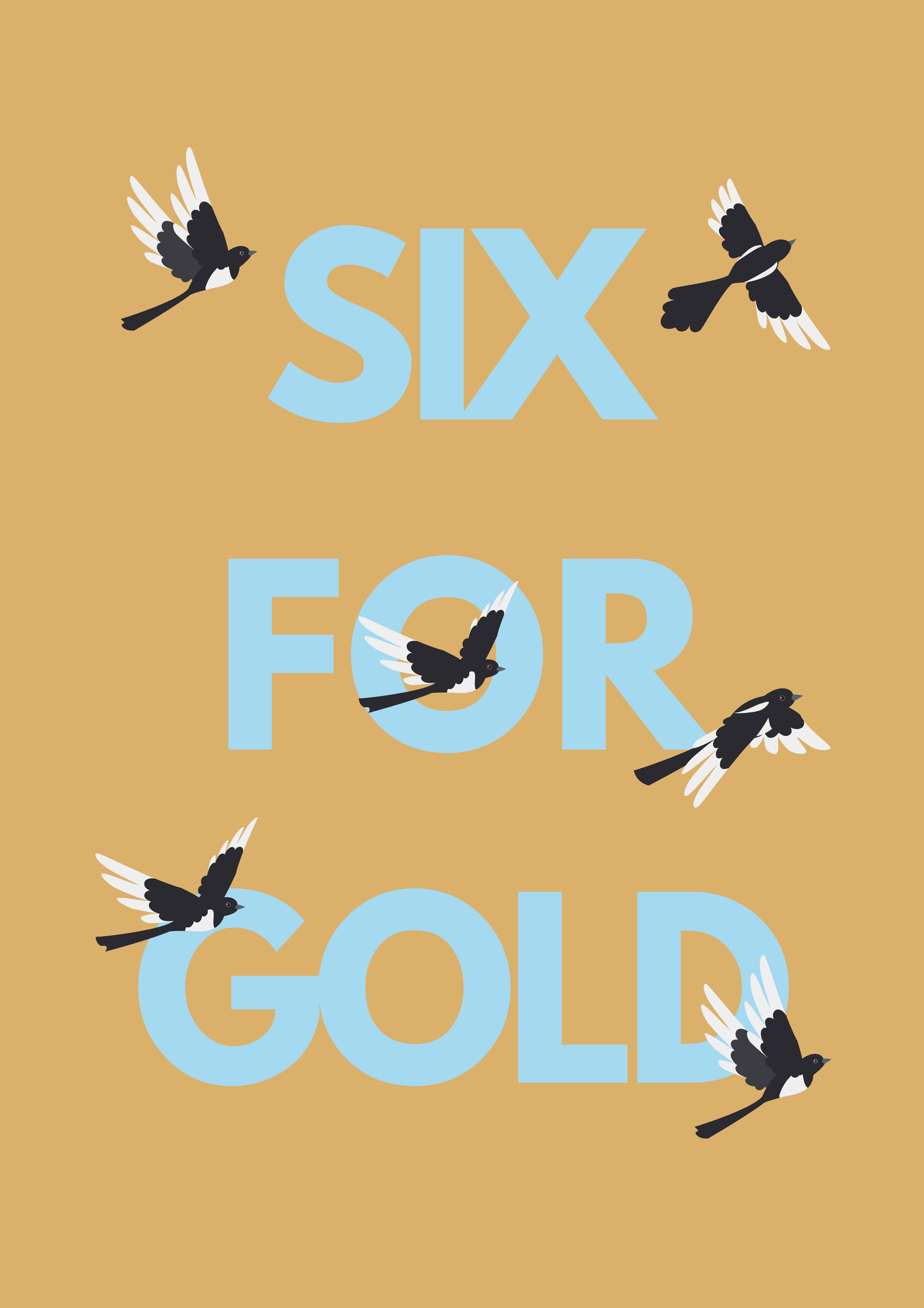 Six for Gold magpie wall art print | Folklore art