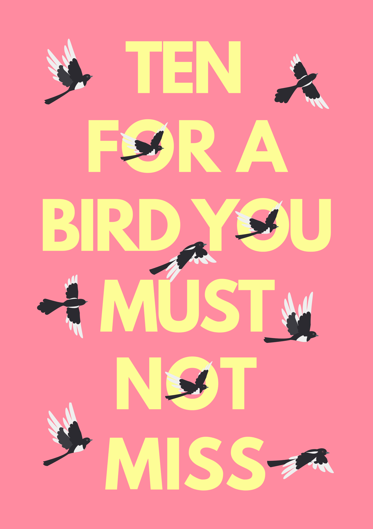 Ten for a bird you must not Miss magpie wall art print | Folklore art