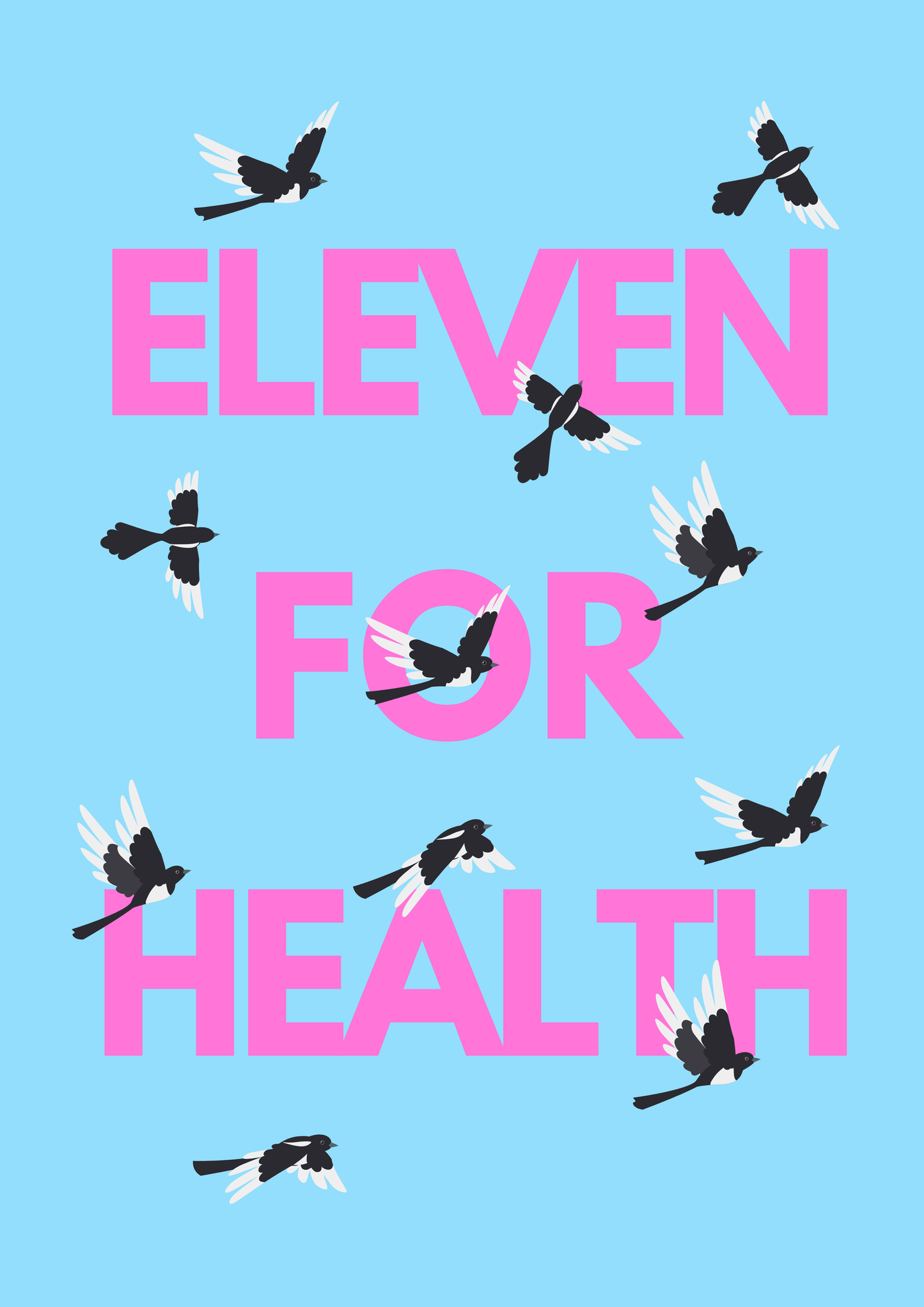 Eleven for Health magpie wall art print | Folklore art