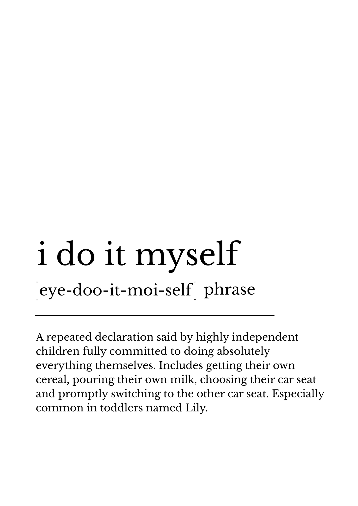 Personalised dictionary definition prints