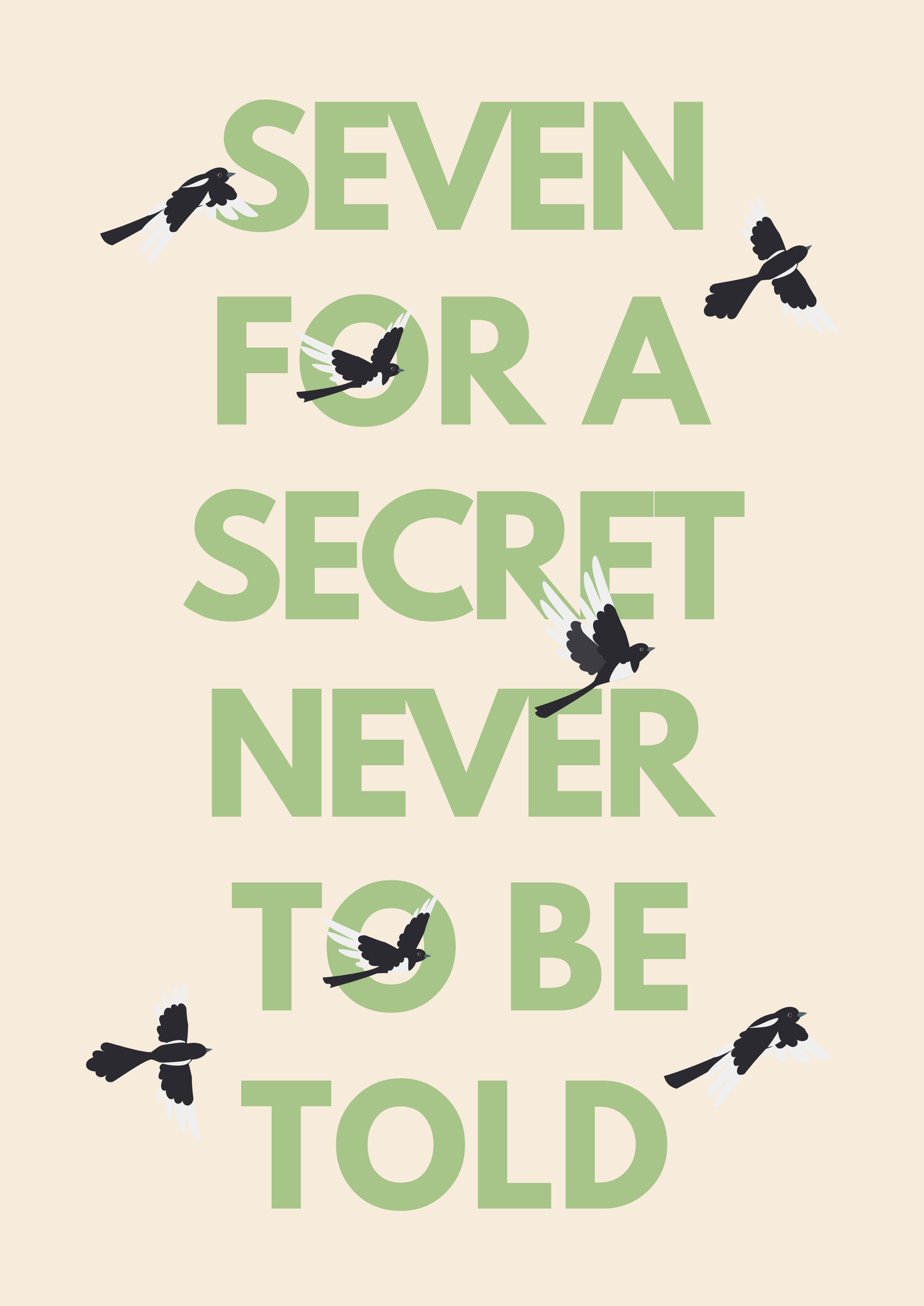 Seven for a Secret Never to be Told magpie wall art print | Folklore art