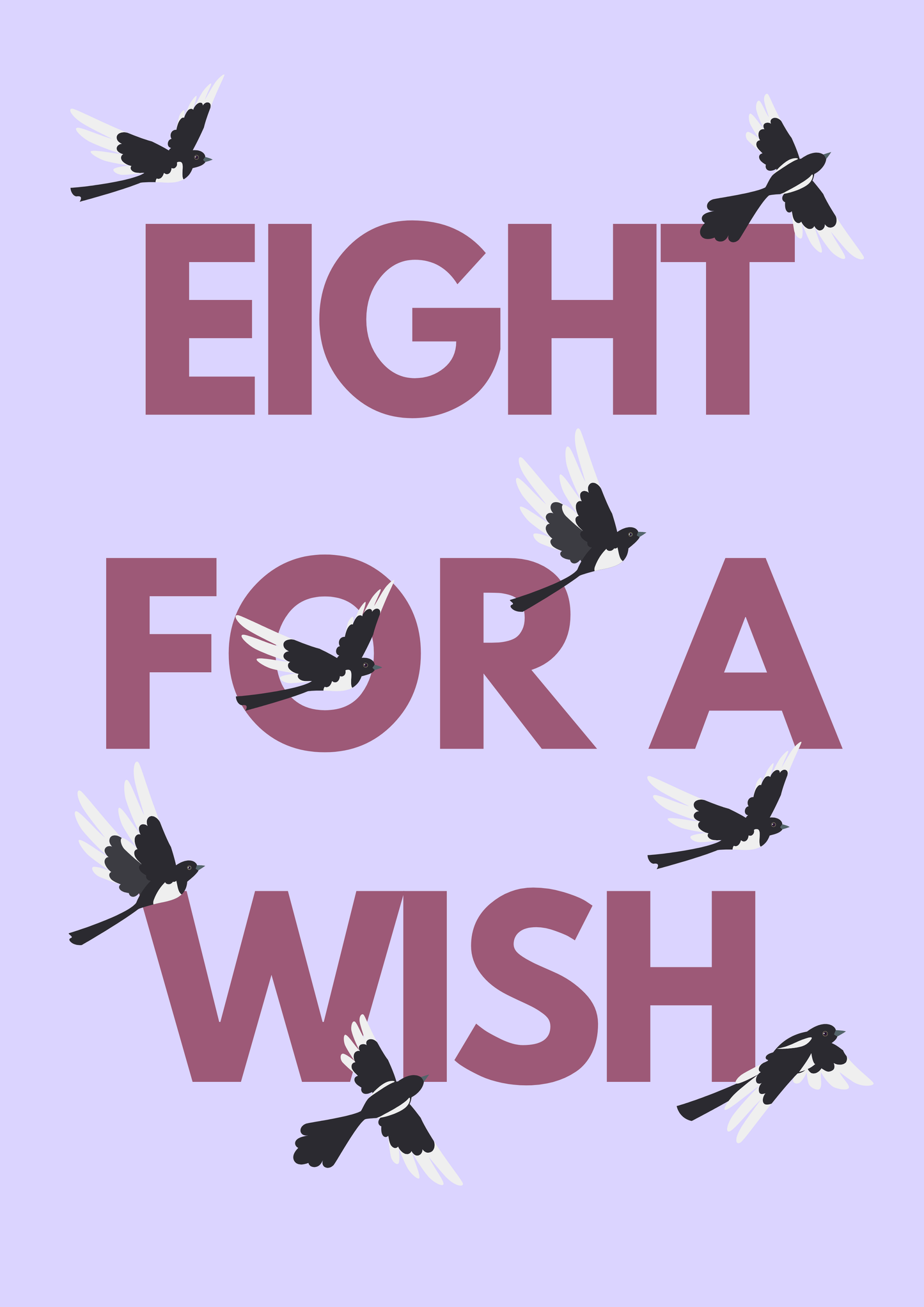Eight for a Wish magpie wall art print | Folklore art