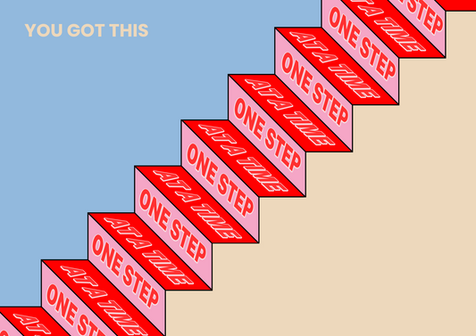"One step at a time" greetings card