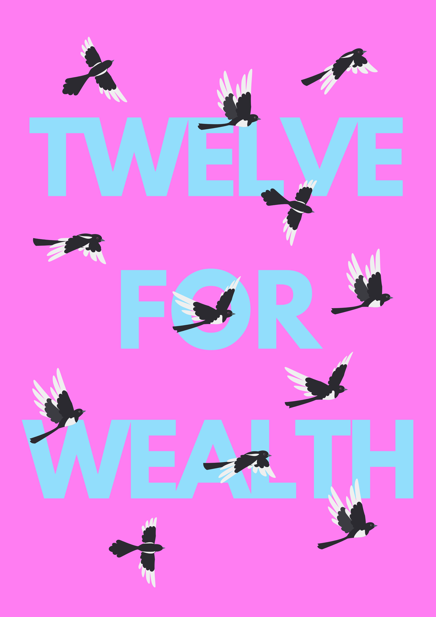 Twelve for Wealth magpie wall art print | Folklore art