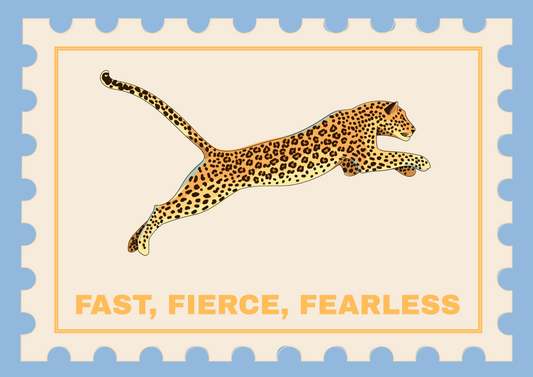 Fast, fierce and fearless Cheetah wall art print