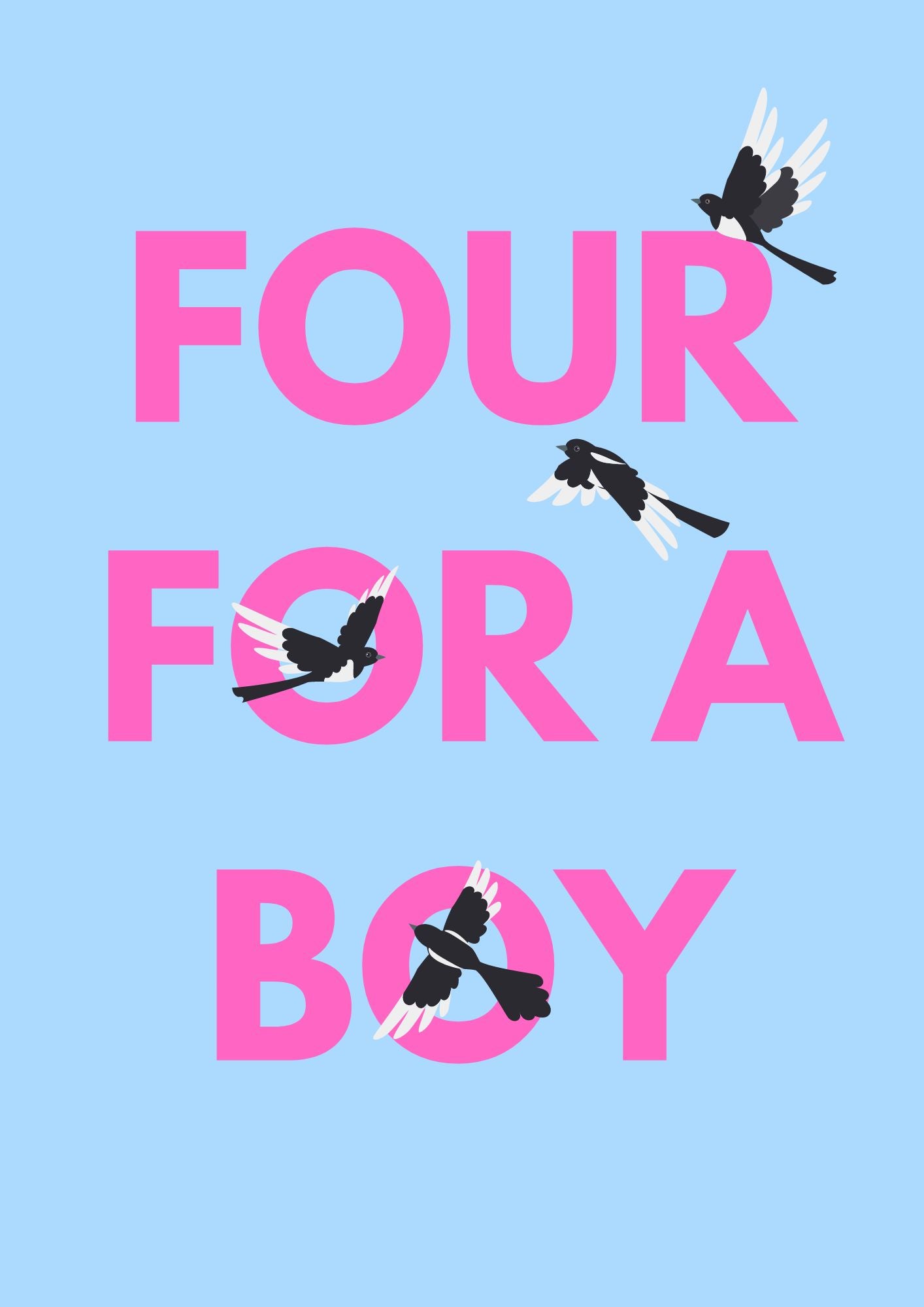 Four for a Boy magpie wall art print