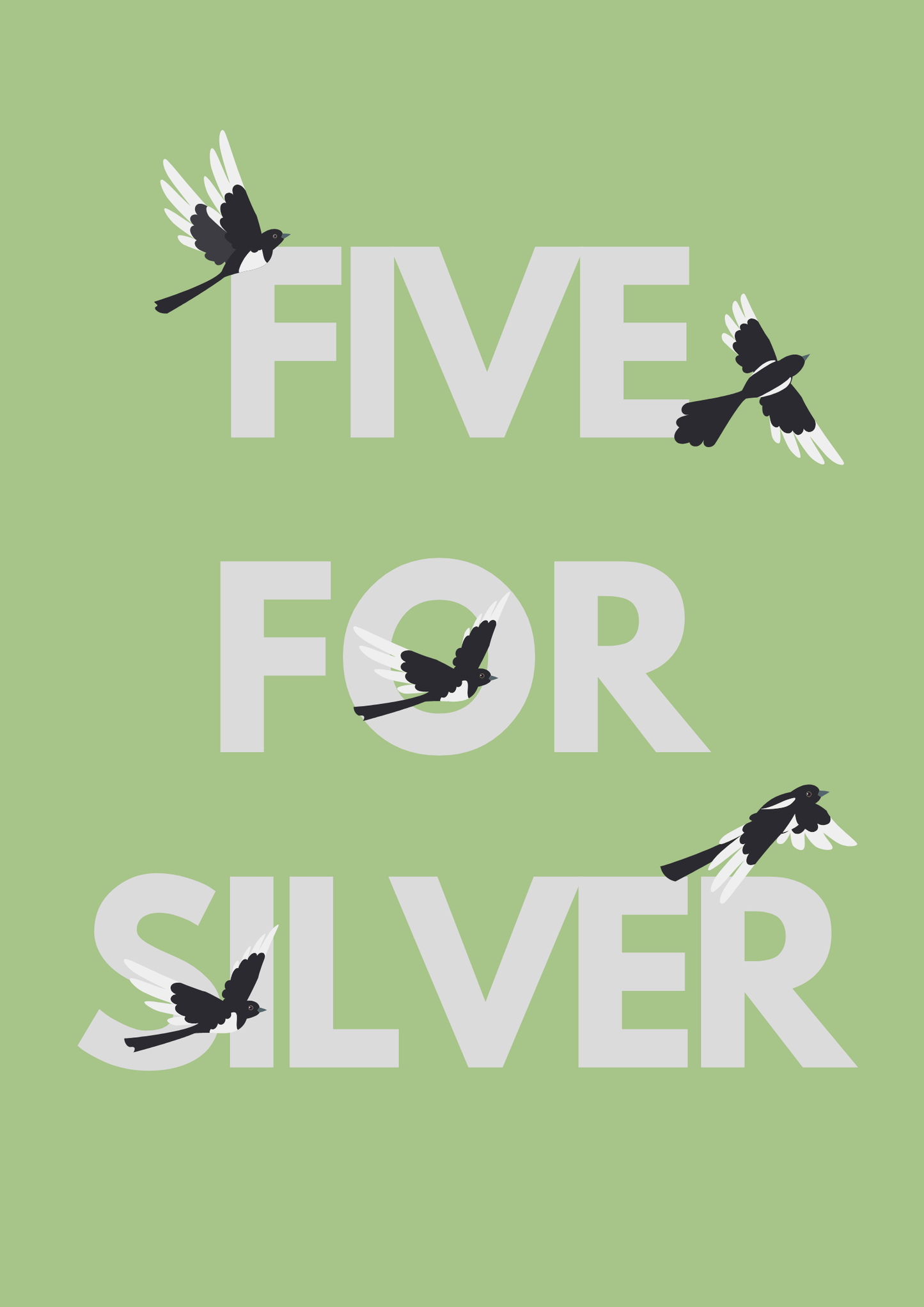 Five for Silver magpie wall art print | Folklore art