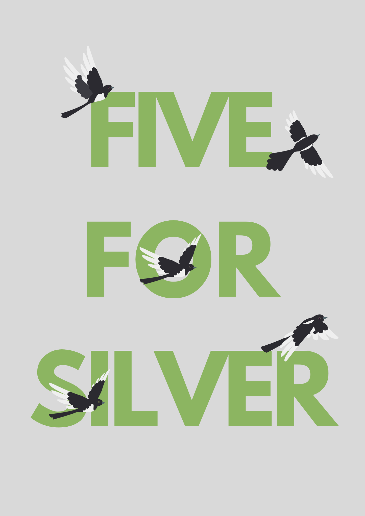 Five for Silver magpie wall art print | Folklore art