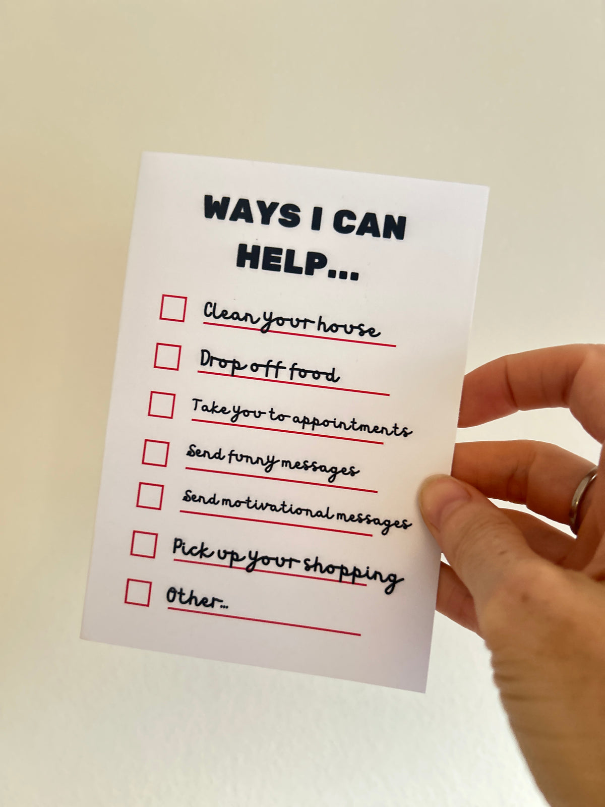 "Ways I can help" greetings card SSF