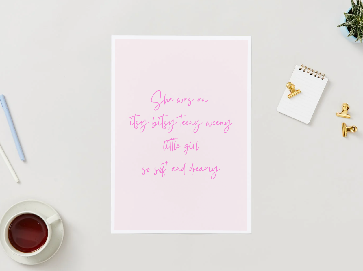 Itsy bitsy A6 greetings card for newborn girl