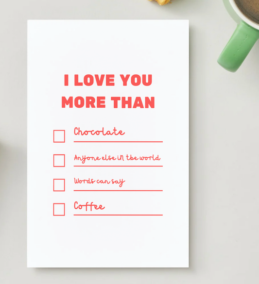I love you more than 4x personalised Valentine's Day card