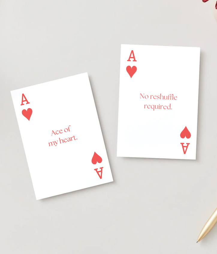 Ace of Hearts art prints and greetings cards