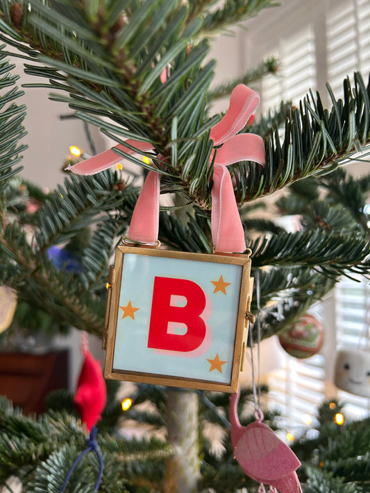 Personalised mini Christmas tree decoration initial prints (includes frame)