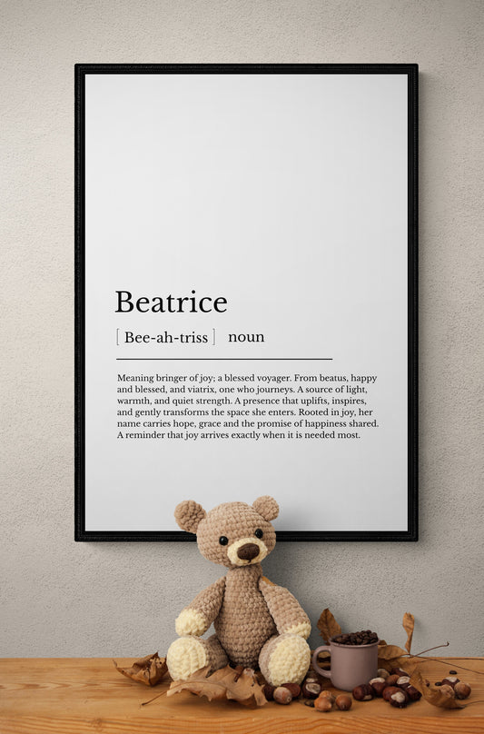 Personalised dictionary definition prints