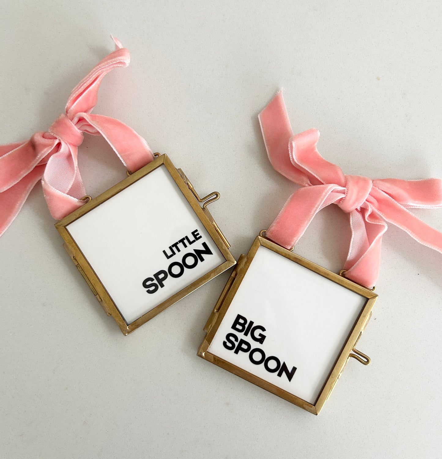 Two decorative mini frames with 'Little Spoon' and 'Big Spoon' text on a light background. Perfect Valentine's Day gift.