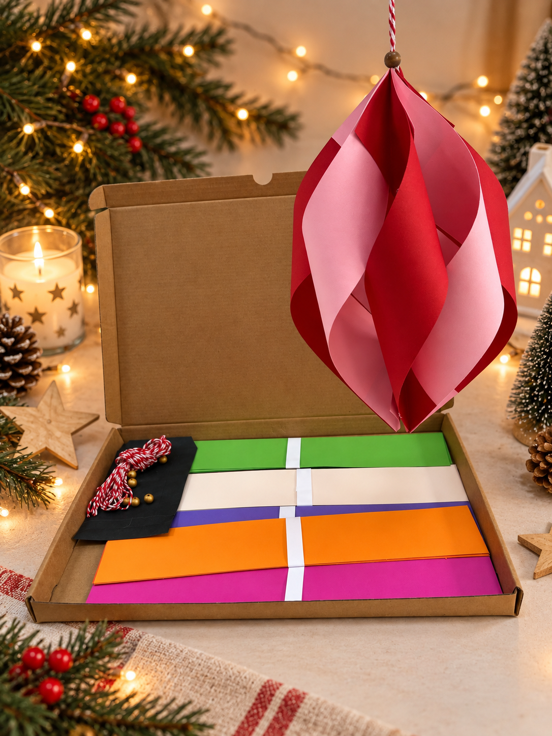 Make Your Own Paper Christmas Decorations Kit - just add glue