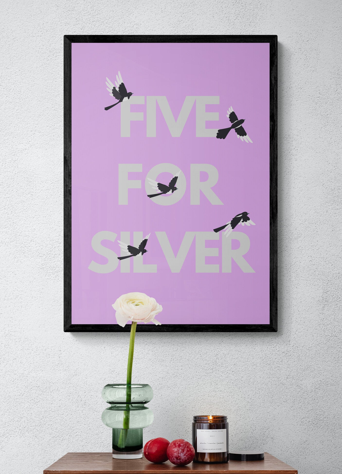 Five for Silver magpie wall art print | Folklore art